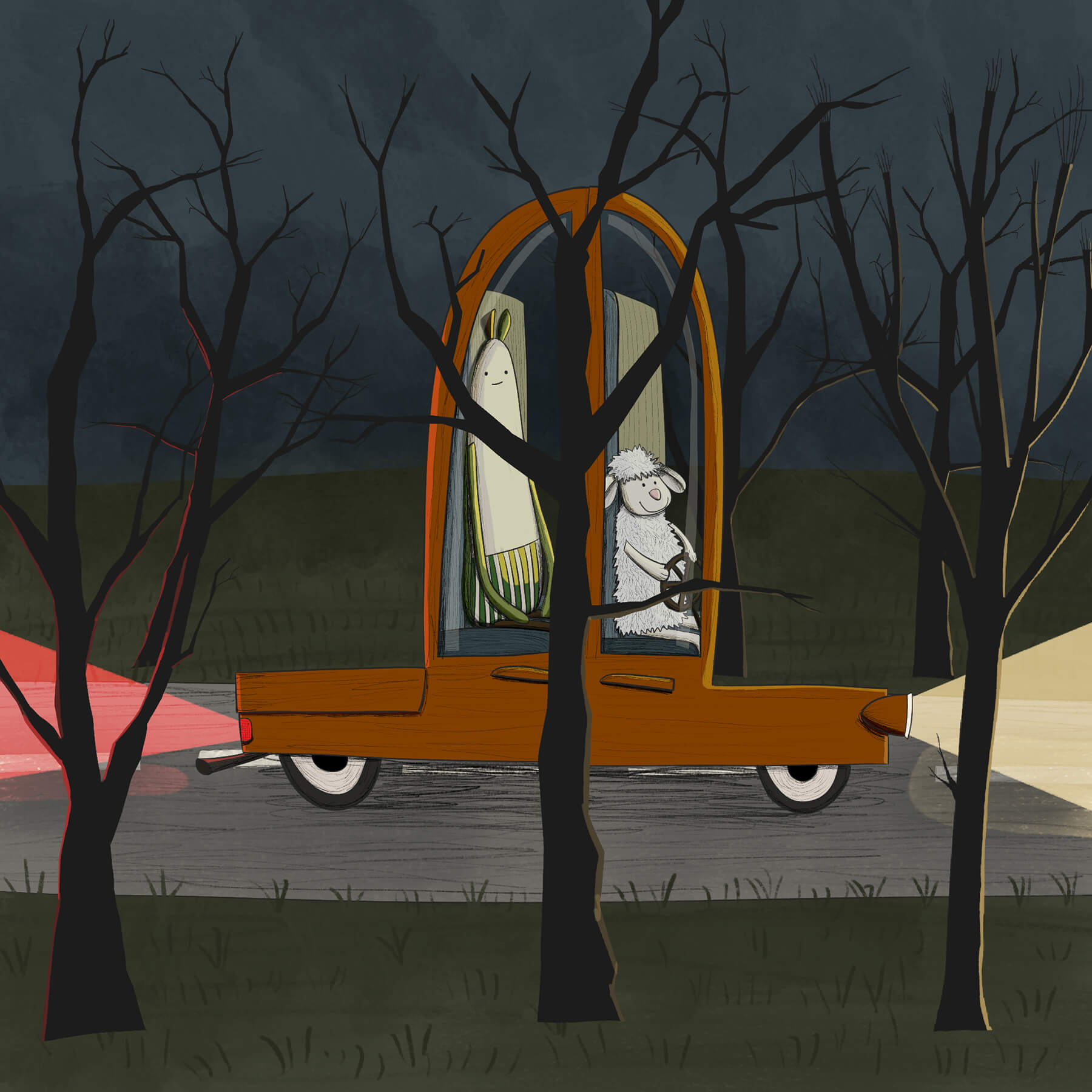 Birnie und Schafi im auto Kopie